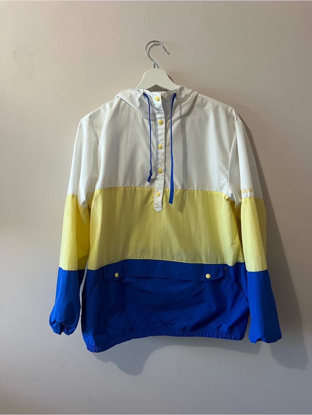 Columbia hooded color block pullover windbreaker jacket | Medium